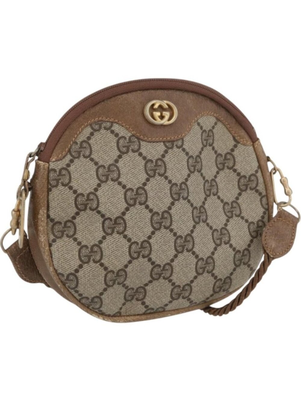 GUCCI GG Supreme Shoulder Bag PVC Beige Gold